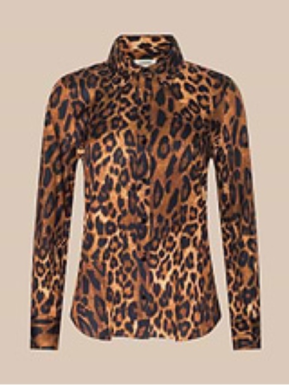 L'AGENCE Leopard Print Silk Blouse in Brown and Black